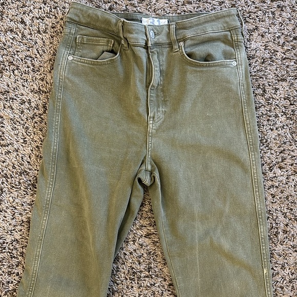 Free People Womens Slim Ankle Skinny Raw Hem Jeans Green 31 - Picture 5 of 13